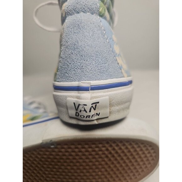Vans Off The Wall Van Doren Light Blue Floral High Tops Size M6.5 W8 - Picture 8 of 10